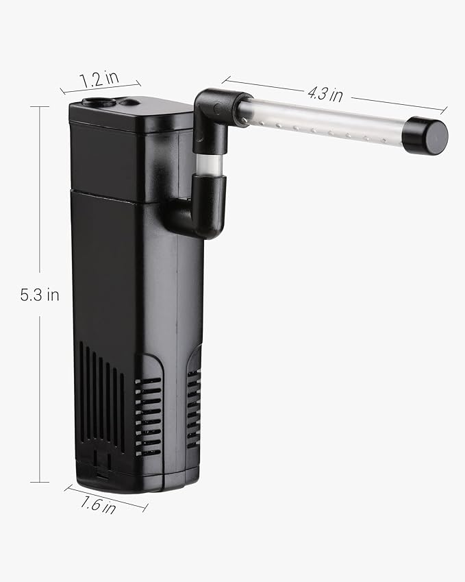 NICREW Aquarium Internal Filter, Submersible Power Filter with Multiple Function for Fish Tanks 2 to 5 Gallon, 40 GPH, 3.5W