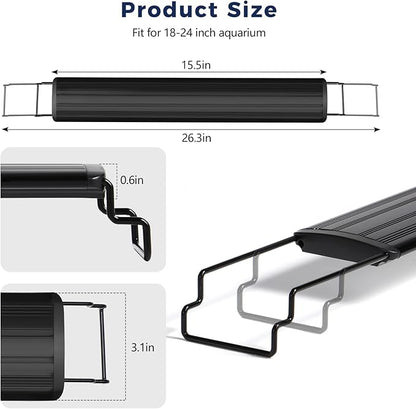 Tatub 11W LED Aquarium Light for 18"-24" Fish Tank, Full Spectrum Fish Tank Light with White Blue Red Green LEDs, 10 Levels of Brightness，Timer Auto On/Off