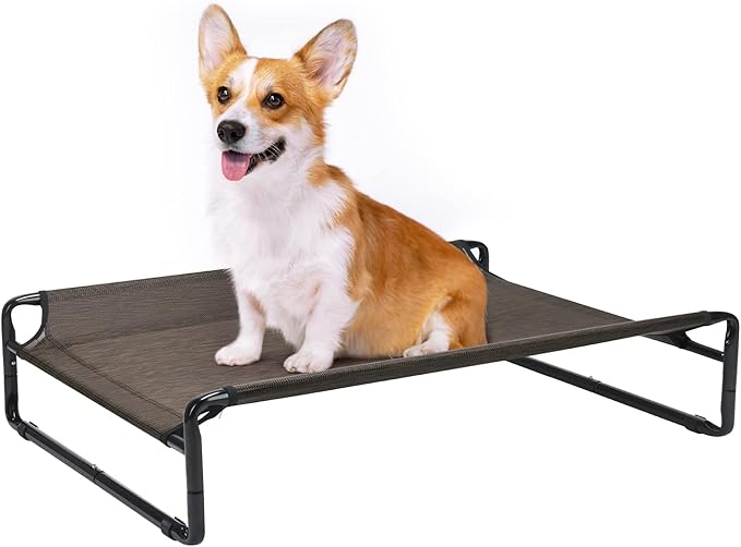Veehoo Elevated Outdoor Dog Bed - Raised Dog Bed, Small Dog Bed, Dog Cot, Dog Beds for Small Dogs, Dog Bed Medium Size Dog, with Cooling Teslin Mesh and Anti-Slip Feet,CWC2201CP