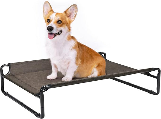 Veehoo Elevated Outdoor Dog Bed - Raised Dog Bed, Small Dog Bed, Dog Cot, Dog Beds for Small Dogs, Dog Bed Medium Size Dog, with Cooling Teslin Mesh and Anti-Slip Feet,CWC2201CP