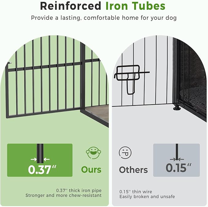 43'' L-Shaped Corner Dog Crate Furniture Large Breed with Double Rooms,Wooden Dog Crate End Table Indoor with Removable Divider for Small to Medium Dogs, Can Use Separately