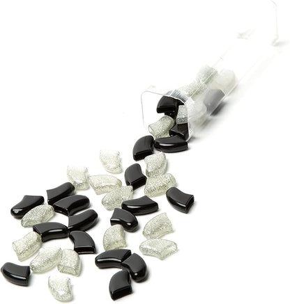 Soft Claws Nail Caps for Dogs with Non-Slip Design Made in USA - 40 Dog Nail Covers for Long-Lasting Protection of Floors and Furniture - Black & Silver Sparkle, XXL