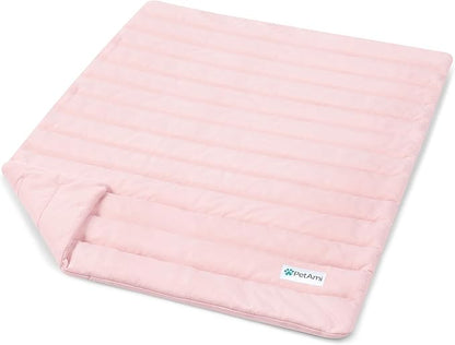 PetAmi Cooling Mat for Dog, Premium Pet Cooling Blanket for Crate Kennel, Indoor Cat Cool Sleeping Pad, Q-MAX Cold Sofa Couch Cover for Summer, Pink, Medium (29x40)