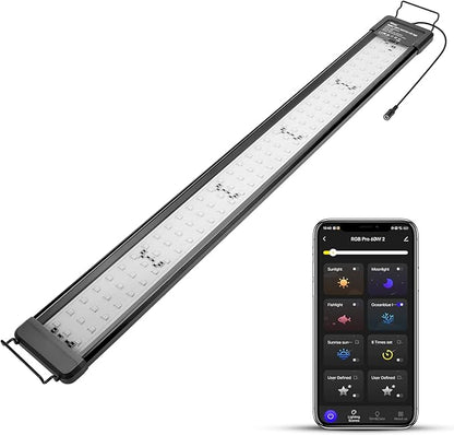 hygger 50W Smart Aquarium Light, Bluetooth LED Light with App Control, Full Spectrum Fish Tank Light with 24/7 Lighting Cycle, 5 Modes, Adjustable Timer, for 36"-42" Freshwater Planted Tank
