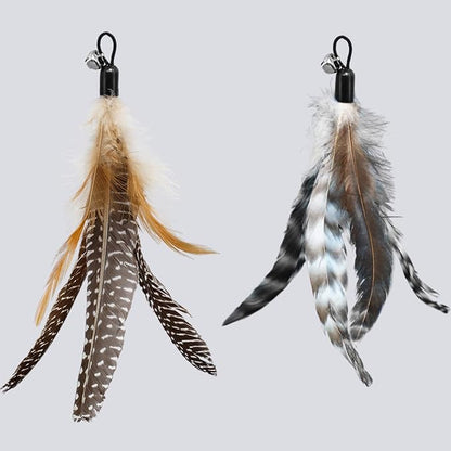 ROSAUI Cat Toy Refill Set – 6 Replacement Attachments for Teaser Wands, Includes 5 Feather Heads & 1 Lifelike Bird, Bell-Equipped, Interactive Accessories for Indoor Cats