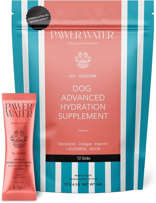 Dog Gut Health Supplement with Salmon Oil, Prebiotics & Probiotics | Digestion Support Powder for Dogs | Sensitive Stomach, Loose Stool & Gas Relief | Natural Hydration Drink Mix