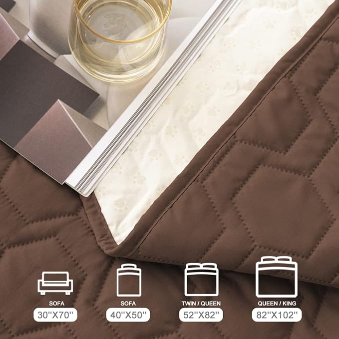 Waterproof and Anti-Slip Dog Bed Cover and Pet Blanket Sofa Pet Bed Mat car Incontinence Mattress Protectors Furniture Couch Cover for Most Cats Dogs, Petsï¼40x50-Chocolateï¼