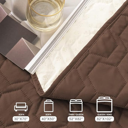 Waterproof and Anti-Slip Dog Bed Cover and Pet Blanket Sofa Pet Bed Mat car Incontinence Mattress Protectors Furniture Couch Cover for Most Cats Dogs, Petsï¼40x50-Chocolateï¼