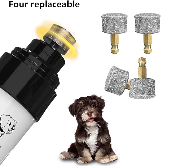 Dog Nail Grinder Replacement Head, 4 Pack Pet Nail Grinder Diamond Tip Replacement Professional Dog Claw Smoothing Grinder Bits, Safe and Painless Replaceable Diamond Nail Grinder Tips