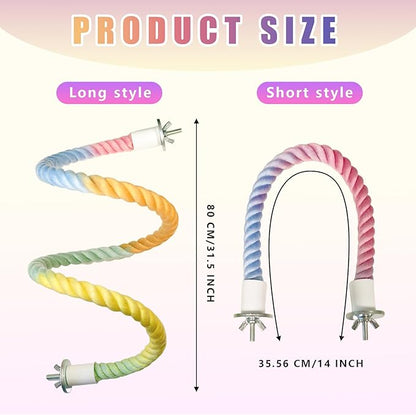 3PCS Parrot Perch,Soft Rope Bird Perches for Cage, Bendable Climbing Toys and Stands for Cockatiels, Parakeets and Lovebirds,Bird Cage Accessories Set