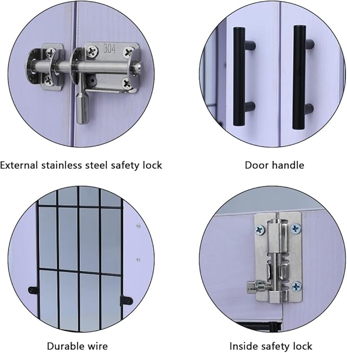 31.5" Heavy Duty Dog Crate for Medium Small Dogs, Furniture Style cage with Double Doors Pet House Wooden Cage Modern Kennel FurnitureIndoor for Dogs up to 85 lb (White)