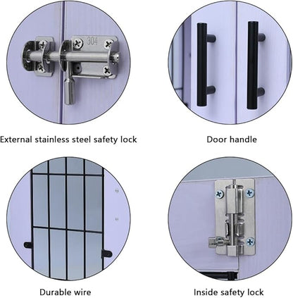 31.5" Heavy Duty Dog Crate for Medium Small Dogs, Furniture Style cage with Double Doors Pet House Wooden Cage Modern Kennel FurnitureIndoor for Dogs up to 85 lb (White)