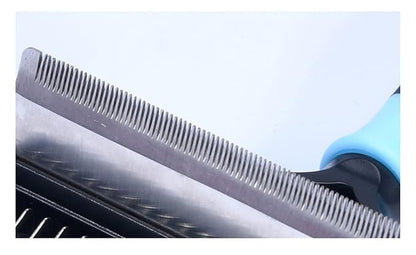 Dog Brush for Shedding,Professional Pet Grooming Tool,2 in 1 Dematting Comb & Undercoat Rake for Long Haired Dogs,Mats & Tangles Removing,Deshedding Tool for Long Haired Cats (large, blue)