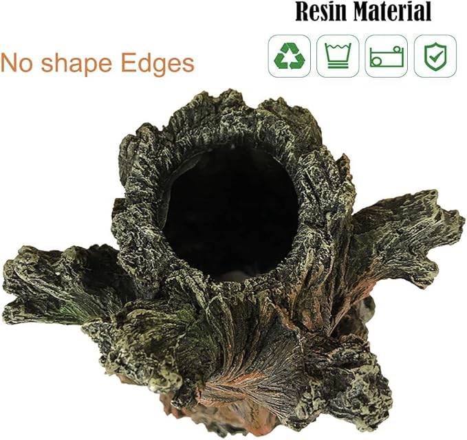 SLOCME Fish Tank Tree Trunk Decorations - Lifelike Hollow Tree Wood Ornament Resin Figurine, Fish Can Swim Through The Trunk Hole