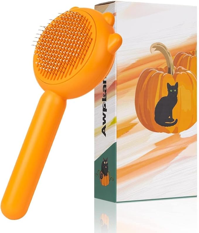 Dog Brush for Shedding, Pumpkin Dog Comb for Long or Short Haired Cats Dogs Rabbits, Skin Friendly Deshedding Grooming Tool for Gently Removes Loose Fur Undercoat