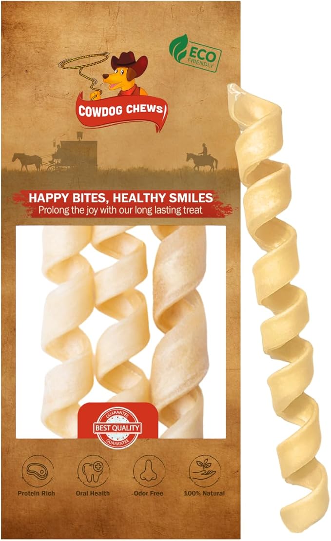 Natural Large Collagen Springs Dog Treats 10-13" (3 Pack)- Long-Lasting Alternative to Rawhide & Bully Sticks,Great for Teething and Aggressive chewers.