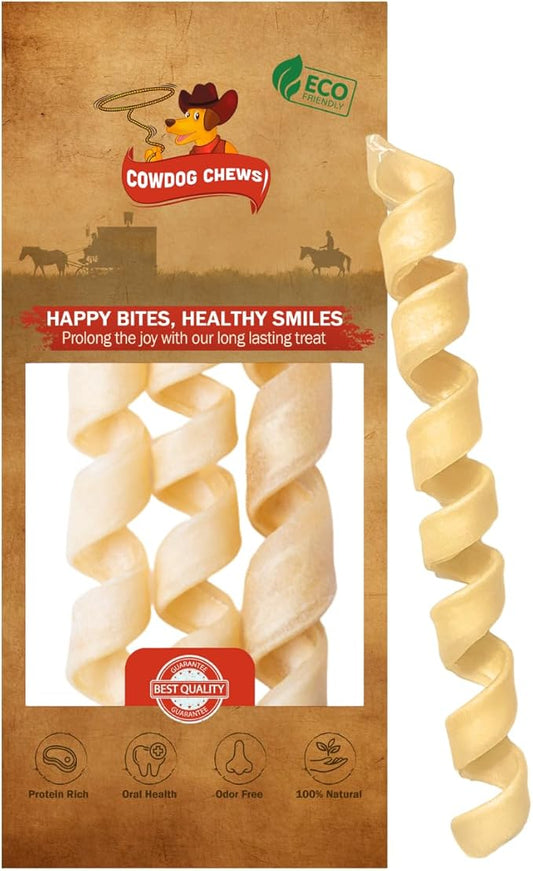Natural Large Collagen Springs Dog Treats 10-13" (3 Pack)- Long-Lasting Alternative to Rawhide & Bully Sticks,Great for Teething and Aggressive chewers.