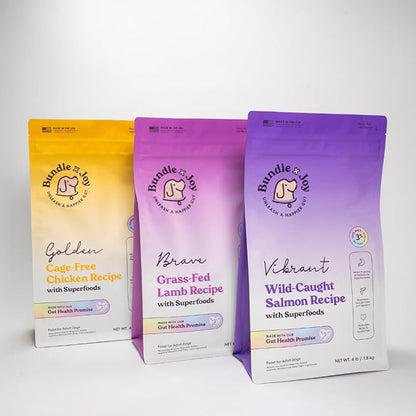 Bundle x Joy Vibrant Probiotic Dog Food Dry, Salmon, 18lb Bag, Allergy and Gut-Friendly Adult Kibble for Digestive Health with Wild-Caught Salmon, 20 Plant Based Superfoods, Grain x Poultry Free