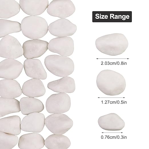 10Ib Snow White River Rock- Decorative Pebbles for Plants - River Rocks for Outdoor Landscaping- 0.3"-0.8" inch Polished Stones for Stones for Aquarium, Home Decor,Garden Decor