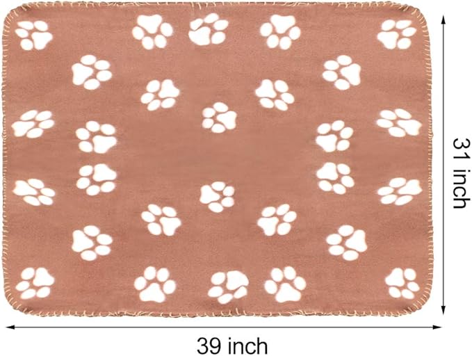 Comsmart Dog Blankets for Small Dogs, 6 Pack Puppy Blanket Cute Paw Print Pet Blanket for Dog, Puppy, Cat, Kitten, 39x31 inches, Brown