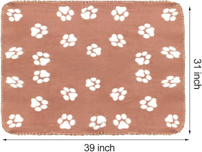 Comsmart Dog Blankets for Small Dogs, 6 Pack Puppy Blanket Cute Paw Print Pet Blanket for Dog, Puppy, Cat, Kitten, 39x31 inches, Brown