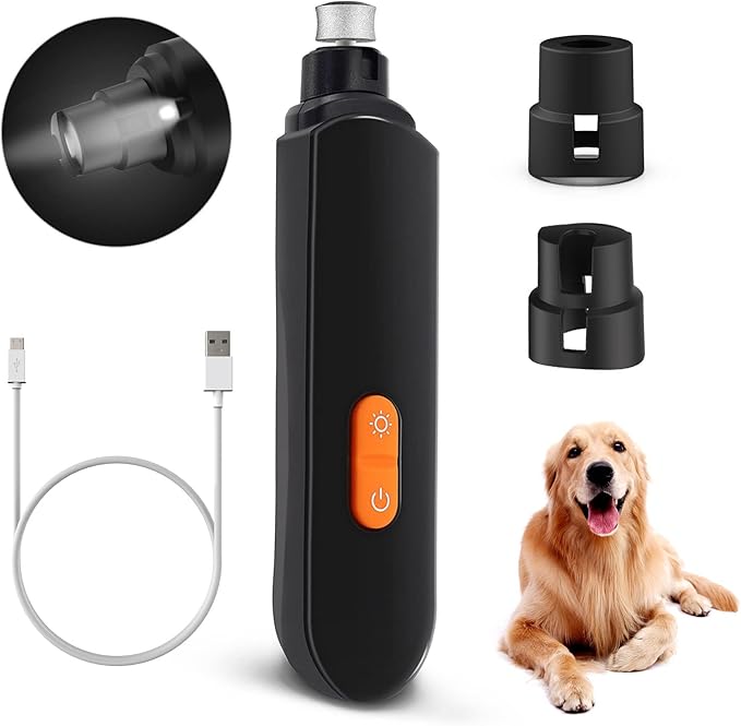 Dog Nail Grinder 2023 Upgraded, 3 Speed Electric Dog Nail Trimmer Rechargeable with LED Light, Pet Nail Grinder File for Small Medium Large Dogs & Cats Toenail & Claw Grooming (Black)