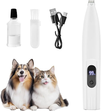Dog Paw Trimmer with LCD Display, for Dogs Hair for Dogs, Electric Dog ï¼_at Paw for Grooming (White)