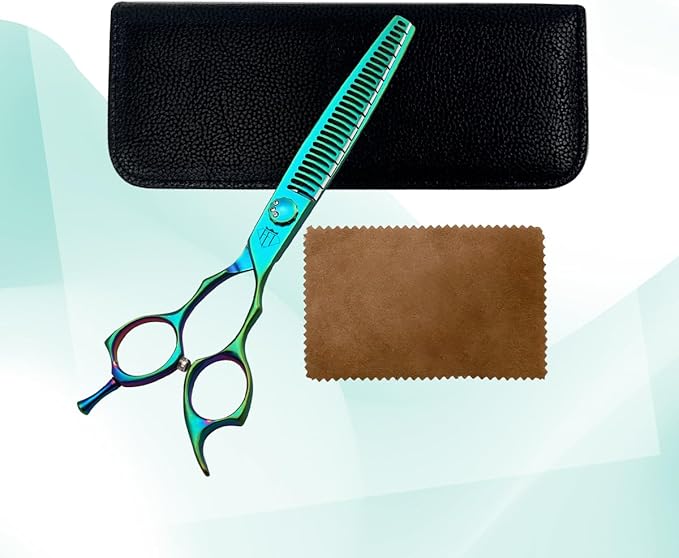 Dog Grooming Scissors: 7" Pet Chunker Shears Made Of Japanese 440C Advanced Stainless Steel Trimming Dogs Cats and Other Pets Green