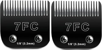 7F Blades Dog Grooming Blades Compatible with Andis/Oster A5/Wahl KM-10 Series Dog Clippers,Detachable Clipper Replacement Blade,Black (7FC/2PCS)