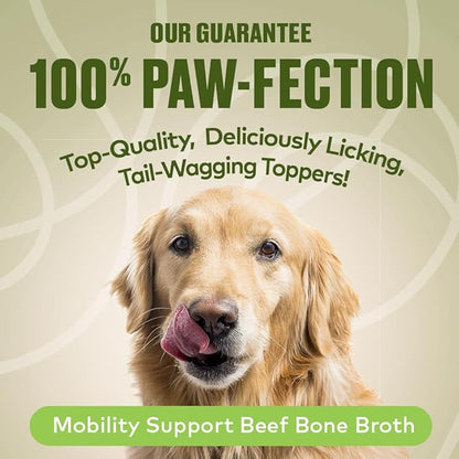 Mobility Support Beef Bone Broth for Dogs | Hip & Joint Support for Dogs | Glucosamine & Amino Acid Boosted | Human Grade Ingredients | Just add Water | Made in USA, 16 oz