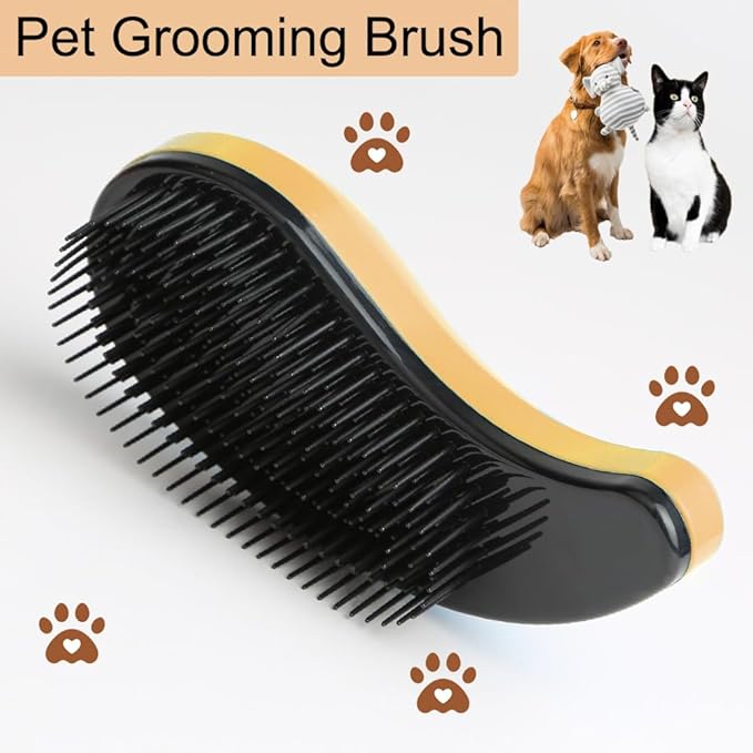 Puppy Brush, Soft Dog Brush for Grooming, Puppy Hair Remover Brush Comb, Grooming Tool for Poodles,Teddy, Yorkies, Maltese, Shih Tzu, Chihuahua, Gold