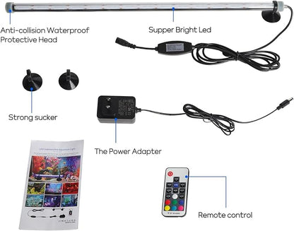 Submersible Fish Tank Light: Underwater Aquarium Light with Remote and Suction for Home Fish Keeper -Full Spectrum Aquarium Tank Light with Colors Change for 19.6In Saltwater Freshwater Tank