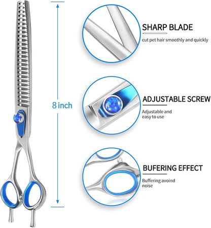 8'' Chunker Shears for Dogs Professional Dog Thinning Shears for Grooming, Japan 440C Stainless Steel Shears,Sharp, Fluffy Heavy Duty Blending Scissor for Pets