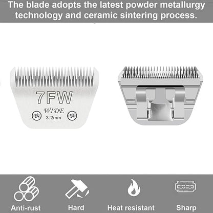 3PCS Wide Blades for Dog Grooming Blades Compatible with Andis,Oster A5,Wahl km10 Dog Clippers Stainless Steel Blades Blades for Animal Dog,Cat,Horse,Silver,Size #4FW+5FW+7FW