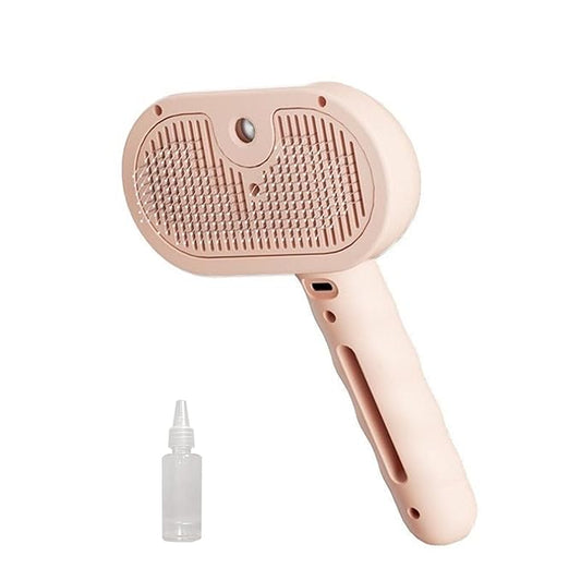 3 - in - 1 Pet Steam Brush for Cats & Dogs - Suitable for All Hair Types! One - Click Spray; Comfortable Massage; Superior Deshedding & Skin Care; Quiet Operation at 36dB (Pink)