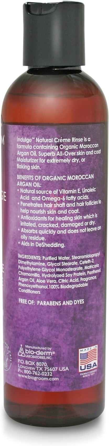 Bio-Groom Indulge Argan Oil Dog Conditioner - Deshedding Dog Bathing Supplies, Puppy Wash, Cat & Dog Grooming Supplies for Sensitive Skin, Cruelty-Free, Made in USA, Dog Products - 12 fl oz 1-Pack