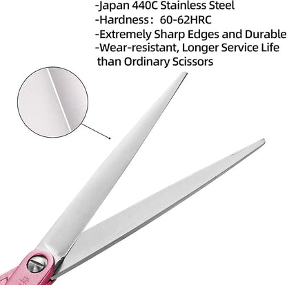 6.5" Dog Grooming Scissors Ultra-Light Aluminum Handle Scissors for Dogs and Cats Straight Cutting Shears Professional Pet Quick Trimming Sharp (Pink-Straight)