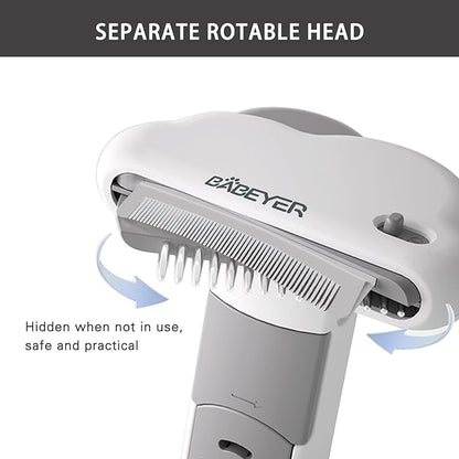 3-in-1 Cat & Dog Grooming Brush Rotatable, Dog Brush for Shedding, Stainless Steel Metal Undercoat Comb & Grooming Comb Removes Static and Reduces Shedding, White - Medium size