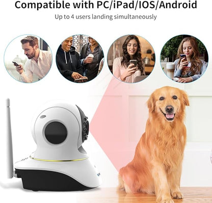 VSTARCAM Pet Camera with Laser, 3MP 2.4GHz WiFi Interactive Dog & Cat Laser Toy with Night Vision, Motion Detection Alerts, APP Remote Control Indoor Security Camera for Pet Monitoring