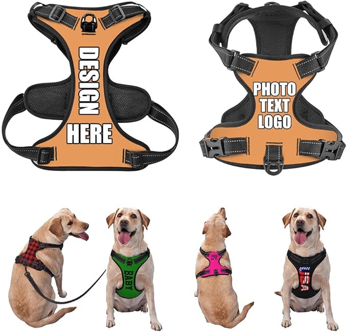 Custom Breathable Pet Chest Harness with Optional Leash, Customize No-Pull Dog Harnesses with Your Personalized Design, Personalize Pet Towing Vest with Mesh Fabric, SandyBrown, XL