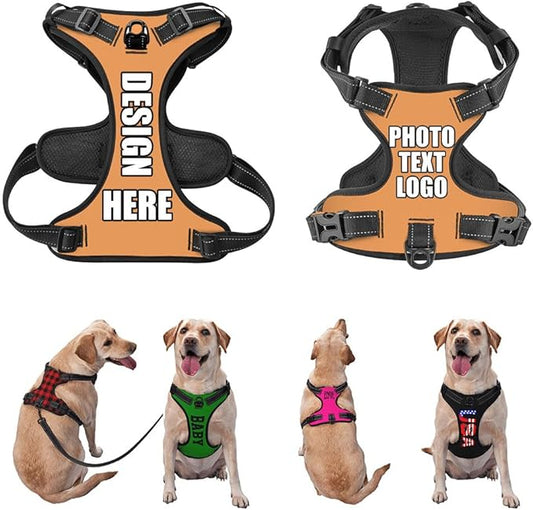 Custom Breathable Pet Chest Harness with Optional Leash, Customize No-Pull Dog Harnesses with Your Personalized Design, Personalize Pet Towing Vest with Mesh Fabric, SandyBrown, XL