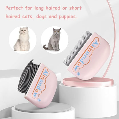 Cat Comb, Cat Brush for Shedding Grooming, Hair Removal Massaging Shell Comb for Cats Dogs Puppy Rabbit Bunny, Easy to Dematting Matted Fur Tangled Hair Undercoat, 2 PCS (Pink)