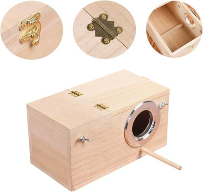 YJJKJ Wood Parakeet Nest Box Pet Bird House Parrot Breeding Mating Box Bird Cage Box for Lovebirds Cockatiel Parrotlets Budgerigar Parakeet (M)