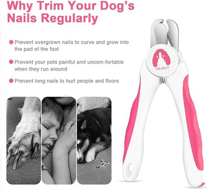 Dog Nail Clippers and Trimmers,Professional Grooming Tool with Safety Guard to Avoid Over Cutting,Free Nail File,Razor Sharp Blade,Sturdy Non Slip Handles for Large and Small Animals (Pink)