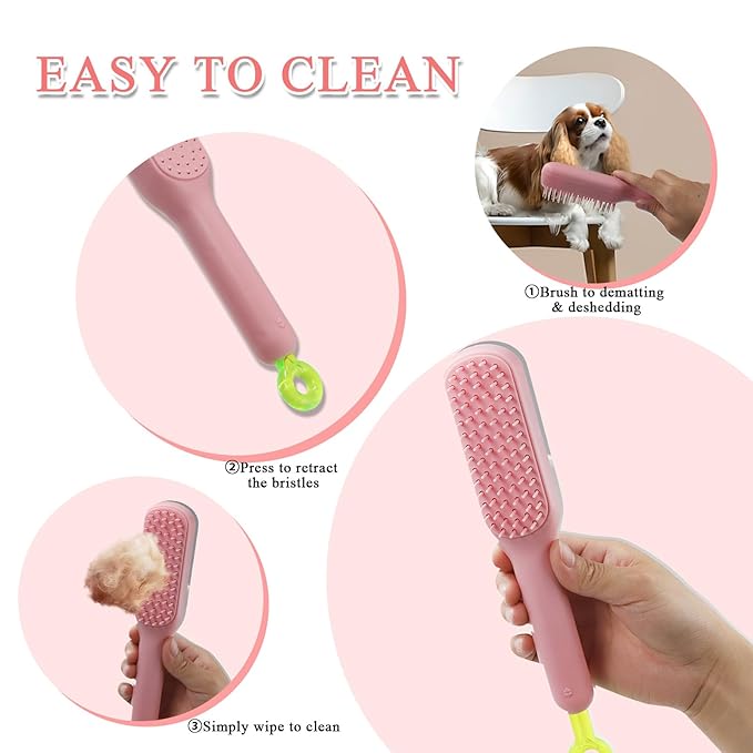 3 Pcs Puppy Brush for Small Dogs, Scalable Grooming Brush,Suitable for Small Dogs Cats Rabbits of All Hair Types (Pink)