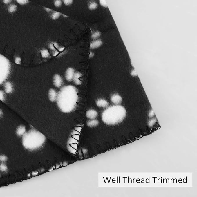 Comsmart Dog Blankets for Small Dogs, 6 Pack Puppy Blanket Cute Paw Print Pet Blanket for Dog, Puppy, Cat, Kitten, 39x31 inches, Black