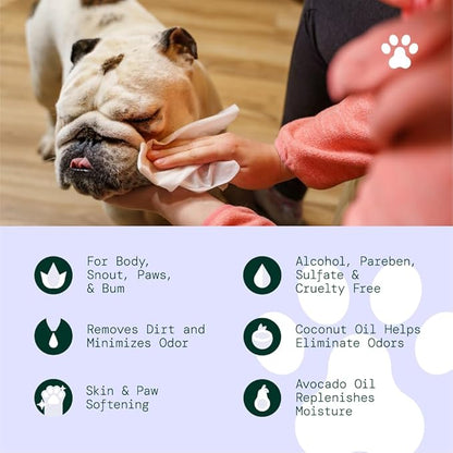 ALŌH Hypoallergenic | All-Natural | Multi-Purpose Pet Wipes. Lavender + Wild Mint 3 Pack of 50ct Wipes (150 Wipes)