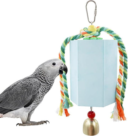 Bird Beak Grinding Stone, Parrot Chew Toys with Bells, Parakeet Toys, Cage Accessories for African Grey, Amazon Parrots, Budgies, Cockatiels, Lovebirds, Conures, Quakers, Small to Medium Birds