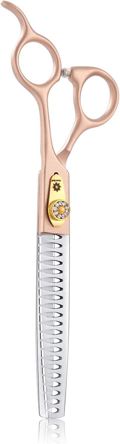 7 Inches Professional Pet Grooming Scissors, 440C Japanese Steel Straight & Curved & Thinning & Chunker Shears/Scissors for Dog Cat and More Pets (7 inch-Chunker Scissors)