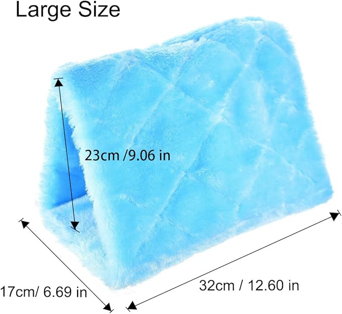 Winter Warm Bird Nest House Shed Hut Hanging Hammock Finch Cage Plush Fluffy Birds Hut Hideaway for Hamster Parrot Macaw Budgies Eclectus Parakeet Cockatiels Cockatoo Lovebird (L, Blue)